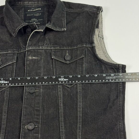 ALLSAINTS Lot No. A Selvedge Japanese Denim Jacket Black Mens Size L Sleeveless - Picture 9 of 10